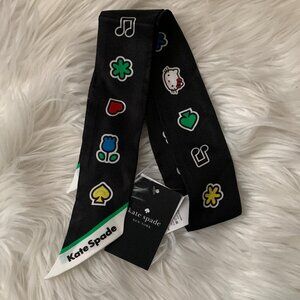KATE SPADE X HELLO KITTY Silk Skinny Scarf in Black Multi